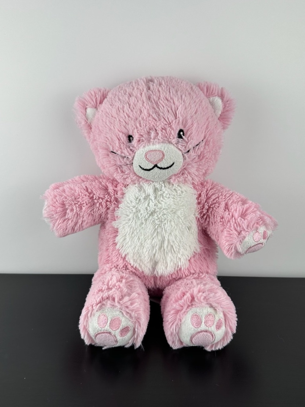 Little Miracles Rare Pink & White Kitty Cat 12" Embroidered Paw Prints Plush